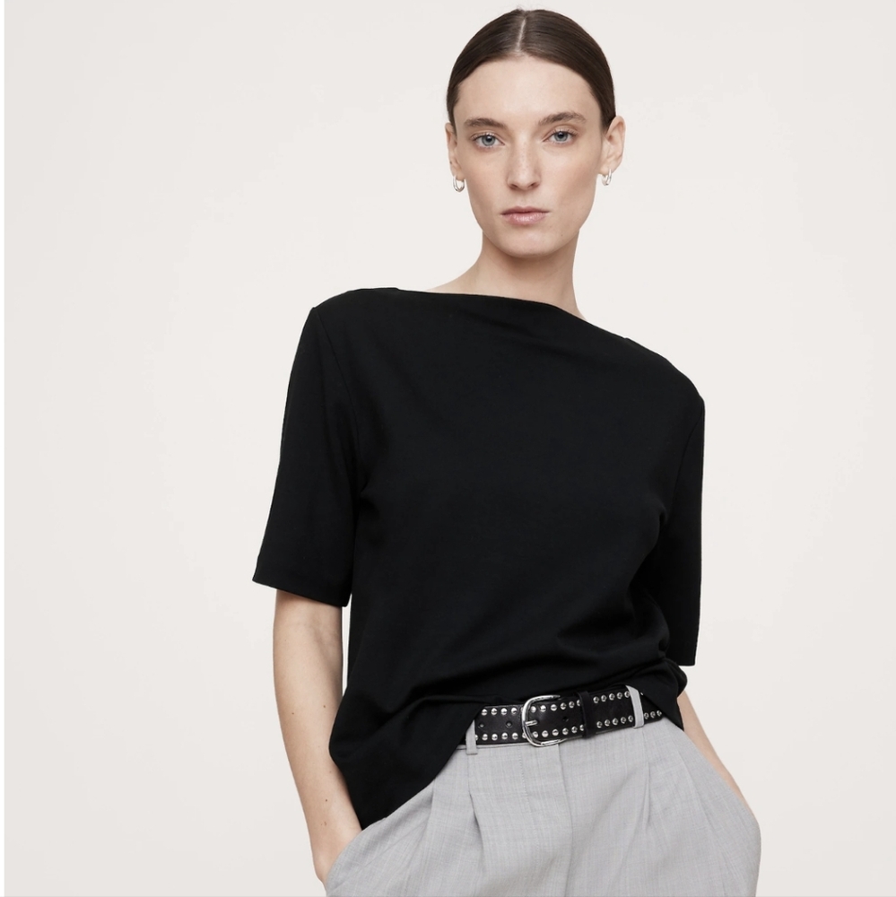 Banana Republic Black Lightweight Ponte Boatneck